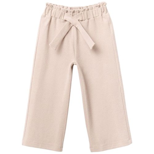 Pantalón paper bag beige sólido para niña