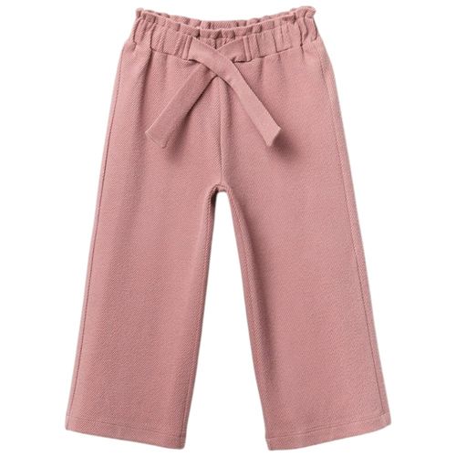 Pantalón paper bag rosado sólido para niña