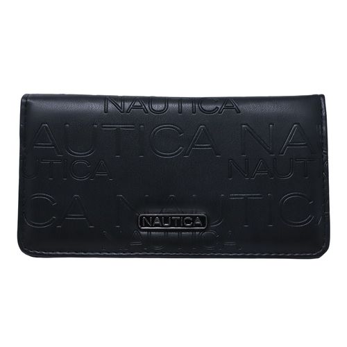 Billetera flap Nautica color negro para mujer