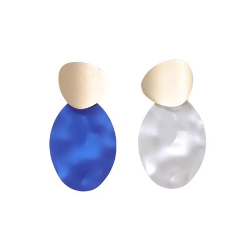 Aretes Sfera asimétricos azul y plateado para mujer