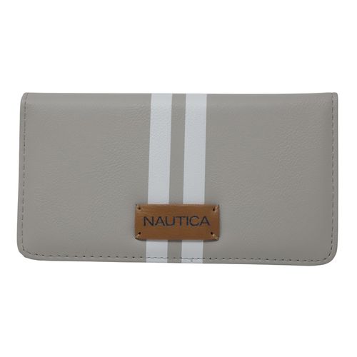 Billetera flap Nautica color gris para mujer