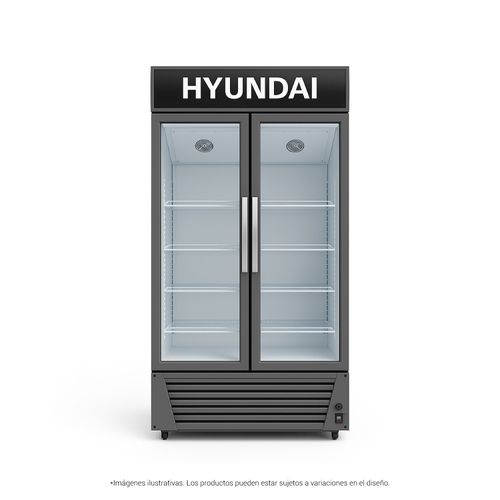 Vitrina refrigerante Hyundai vertical 618 L (22 PCU) gris 2pt HYVR618K