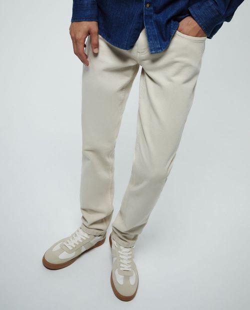 Jeans Sfera slim fit beige denim sólido para hombre
