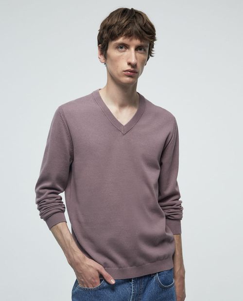 Suéter Sfera morado lila sólido para hombre