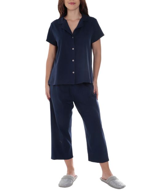 Pijama con pantalón Sabrina azul para mujer