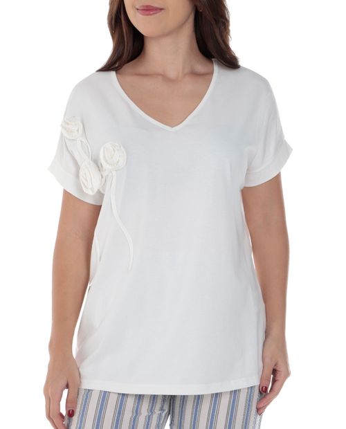 Camiseta Sabrina blanca manga corta para mujer