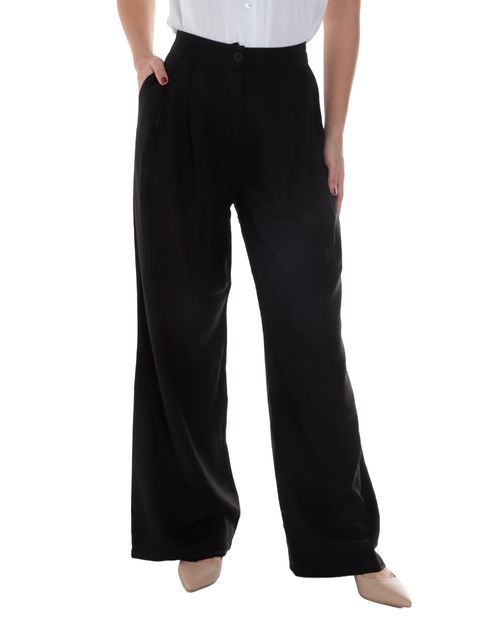 Pantalón Dekien wide leg negro de cintura alta para mujer