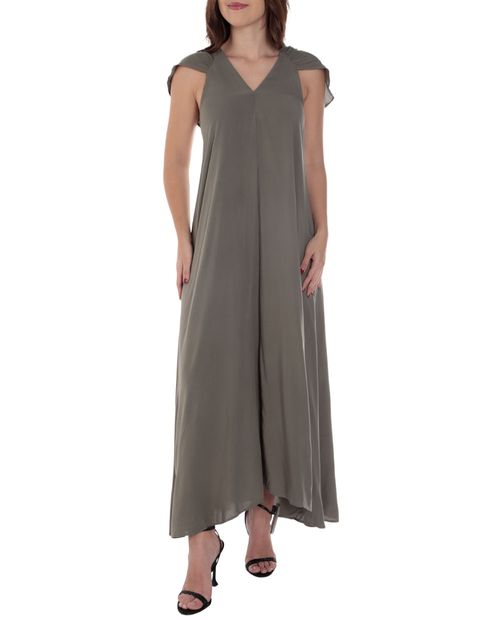 Vestido Dekien maxi beige manga corta para mujer