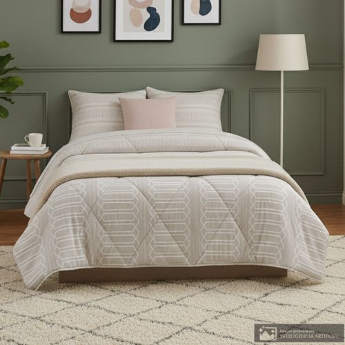 Edredón Detalles de poliéster estampado hexágono + frazada