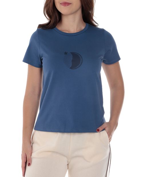 Camiseta Orange azul de mangas cortas para mujer