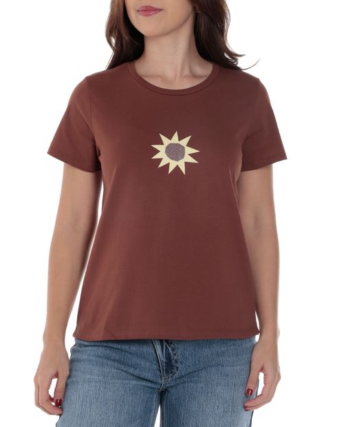 Camiseta Orange café de mangas cortas para mujer