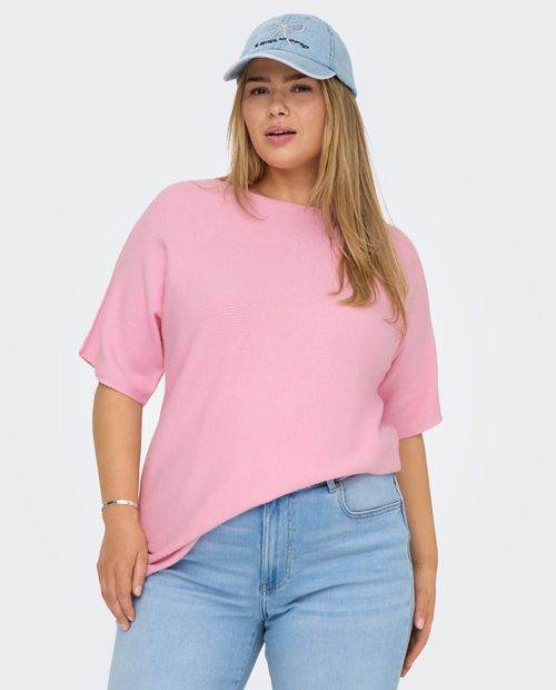 Blusa Only Carmakoma casual rosada manga corta para mujer