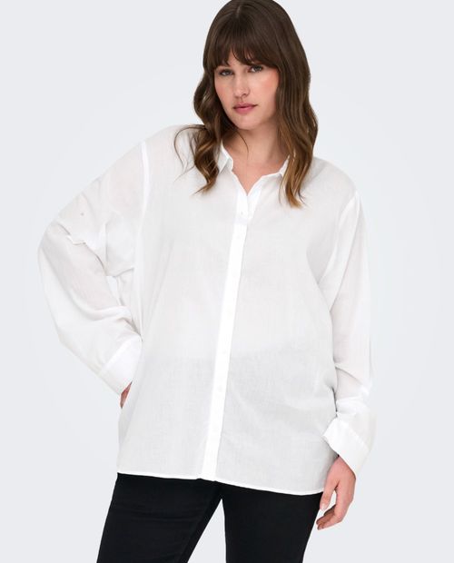 Blusa Only Carmakoma camisera blanca manga larga para mujer