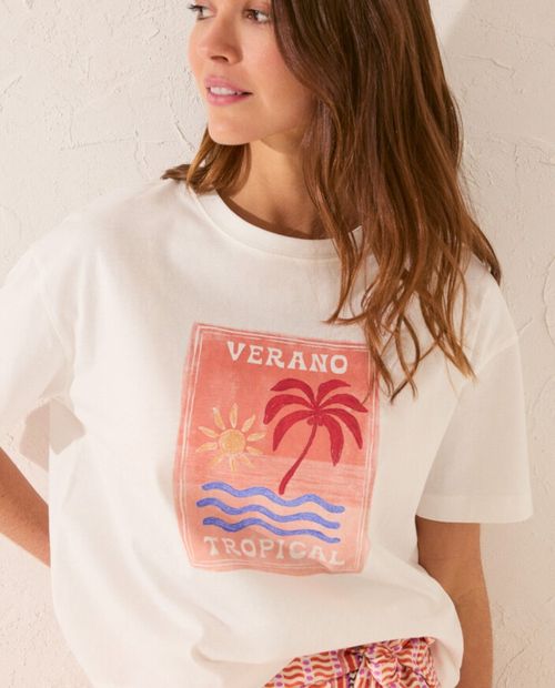 Camiseta Women Secret estampada manga corta para mujer