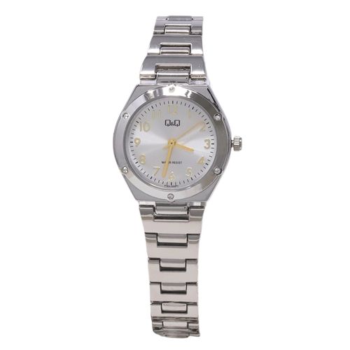 Reloj Q&Q análogo metálico plateado para mujer