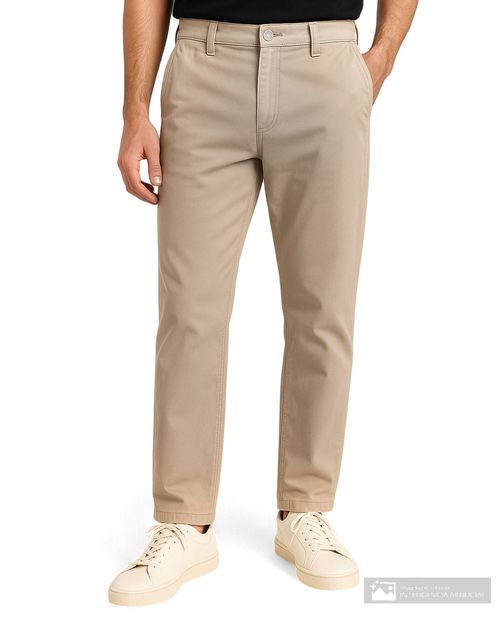 Pantalón casual Unexpected straight fit beige sólido para hombre