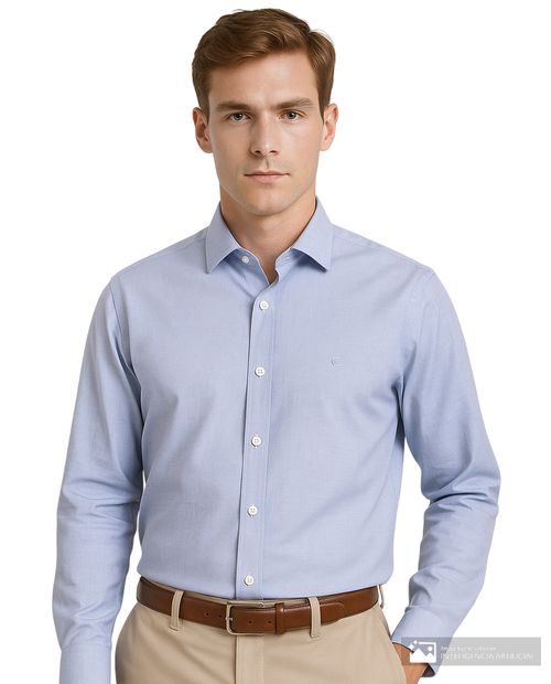 Camisa formal Oscar de la Renta classic fit celeste heather para hombre