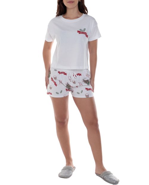 Pijama con short Orange estampado navideño para mujer