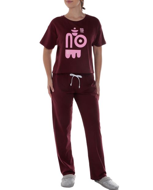 Pijama con pantalón Orange morada estampada para mujer