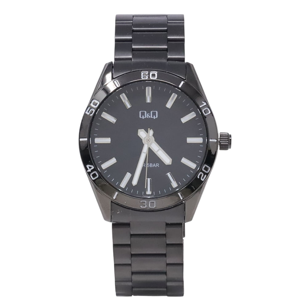 Reloj Q&Q análogo de metal negro para hombre - Siman Guatemala