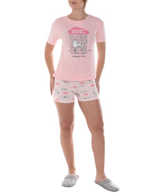 Pijama con short St. Jacks estampada Snoopy para mujer