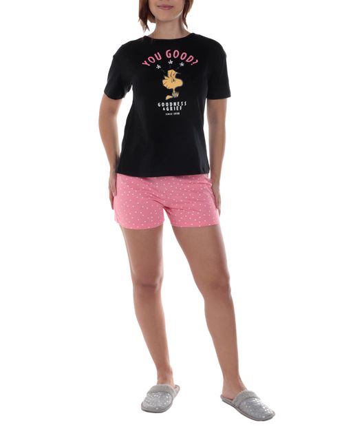 Pijama con short St. Jacks estampada Snoopy para mujer