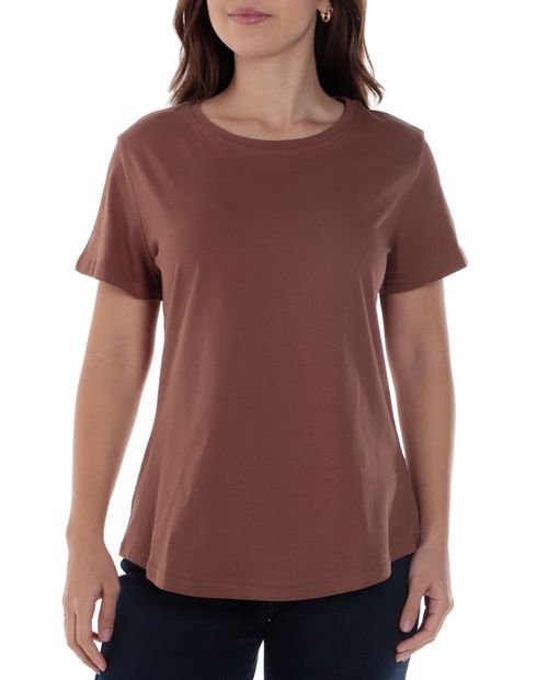 Camiseta Nicolle café manga corta para mujer