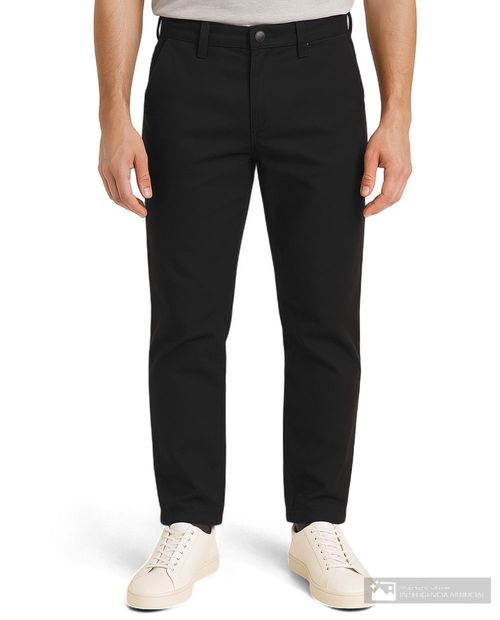 Pantalón casual Unexpected straight fit negro sólido para hombre