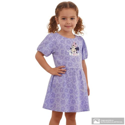 Vestido morado lila estampado Minnie Mouse para niña