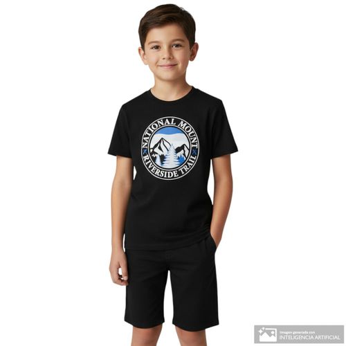 Camiseta negro con estampada con National Mount Riverside para niño