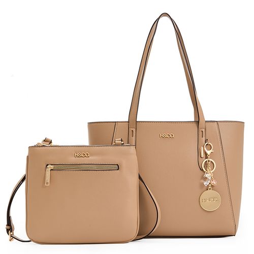 Dúo de carteras tote/crossbody H&Co color café para mujer