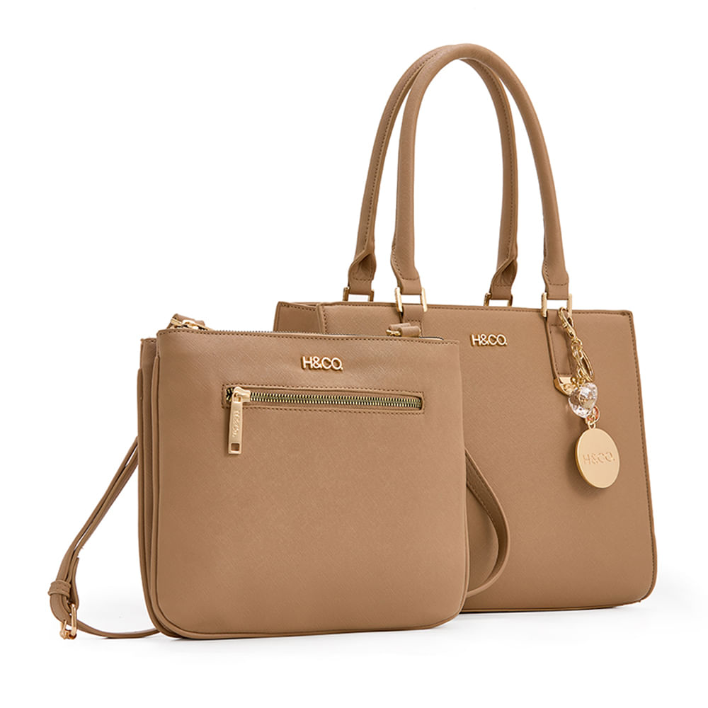Dúo de carteras satchel/crossbody H&Co color café para mujer