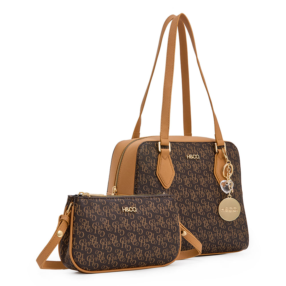 Dúo de carteras satchel H&Co color café para mujer - Siman Costa Rica