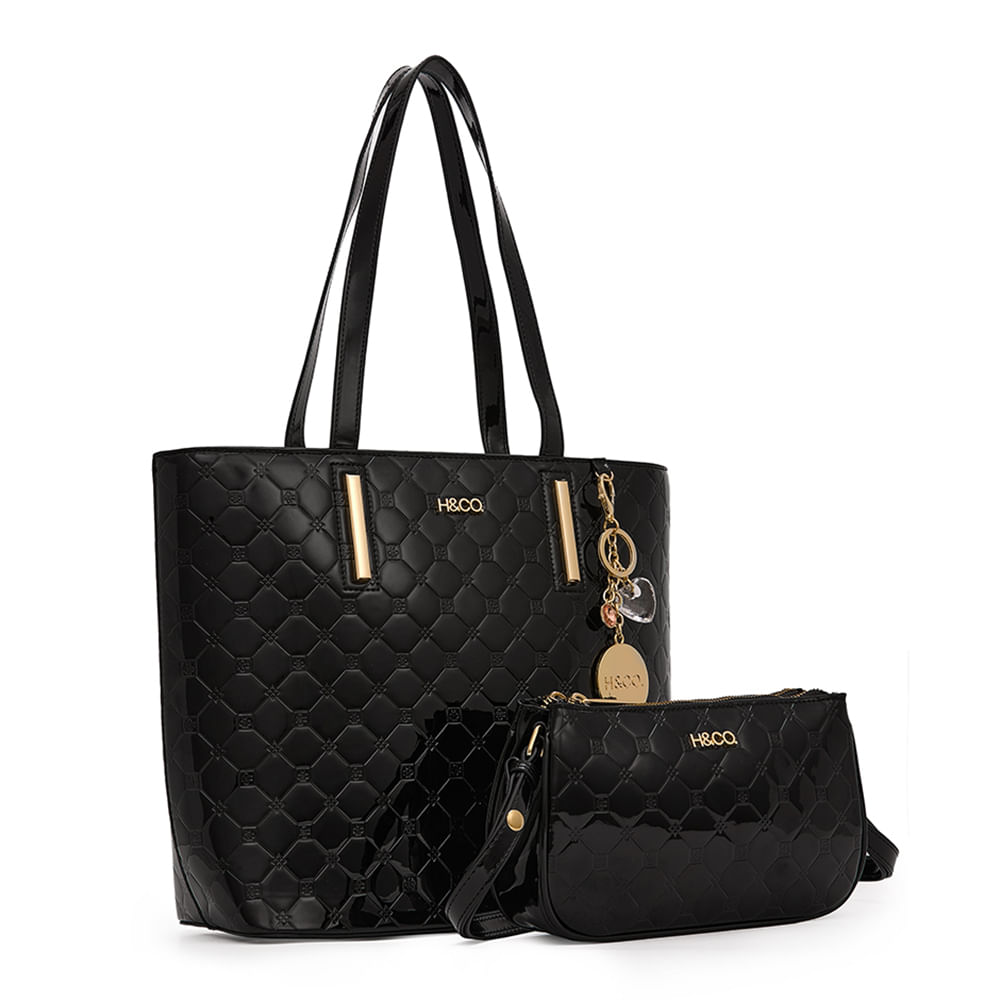 Dúo de carteras tote/shoulder bag H&Co color negro para mujer - Siman ...