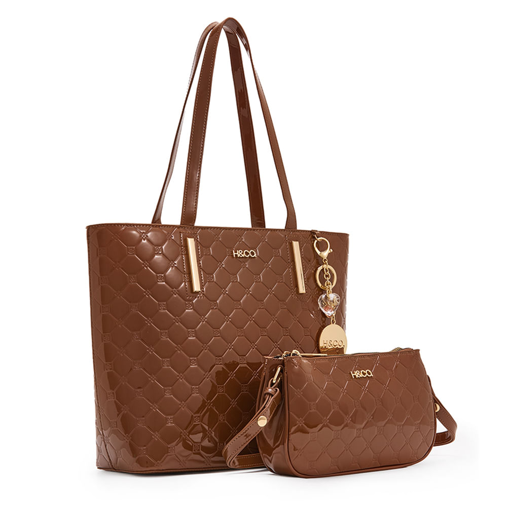 Dúo de carteras tote/shoulder bag H&Co color café para mujer - Siman ...