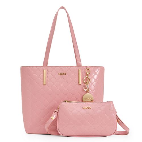 Dúo de carteras tote/shoulder bag H&Co color rosado para mujer