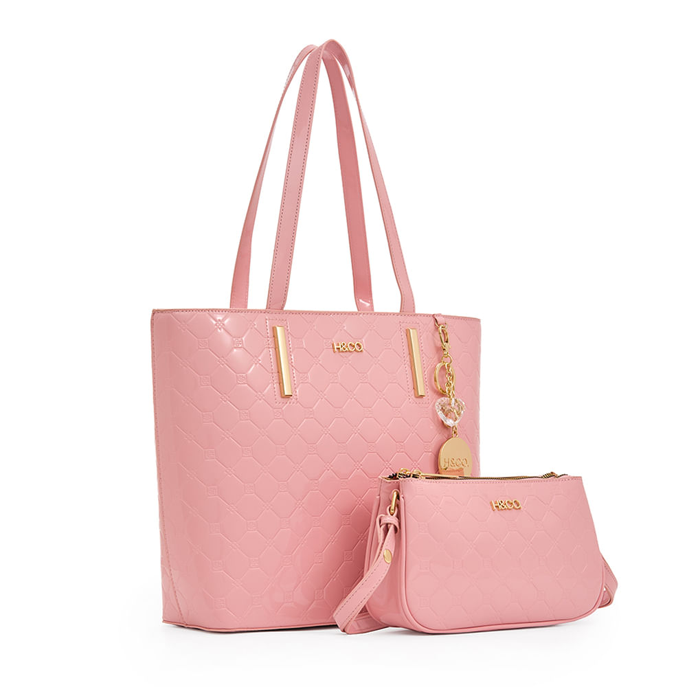 Dúo de carteras tote/shoulder bag H&Co color rosado para mujer - Siman ...