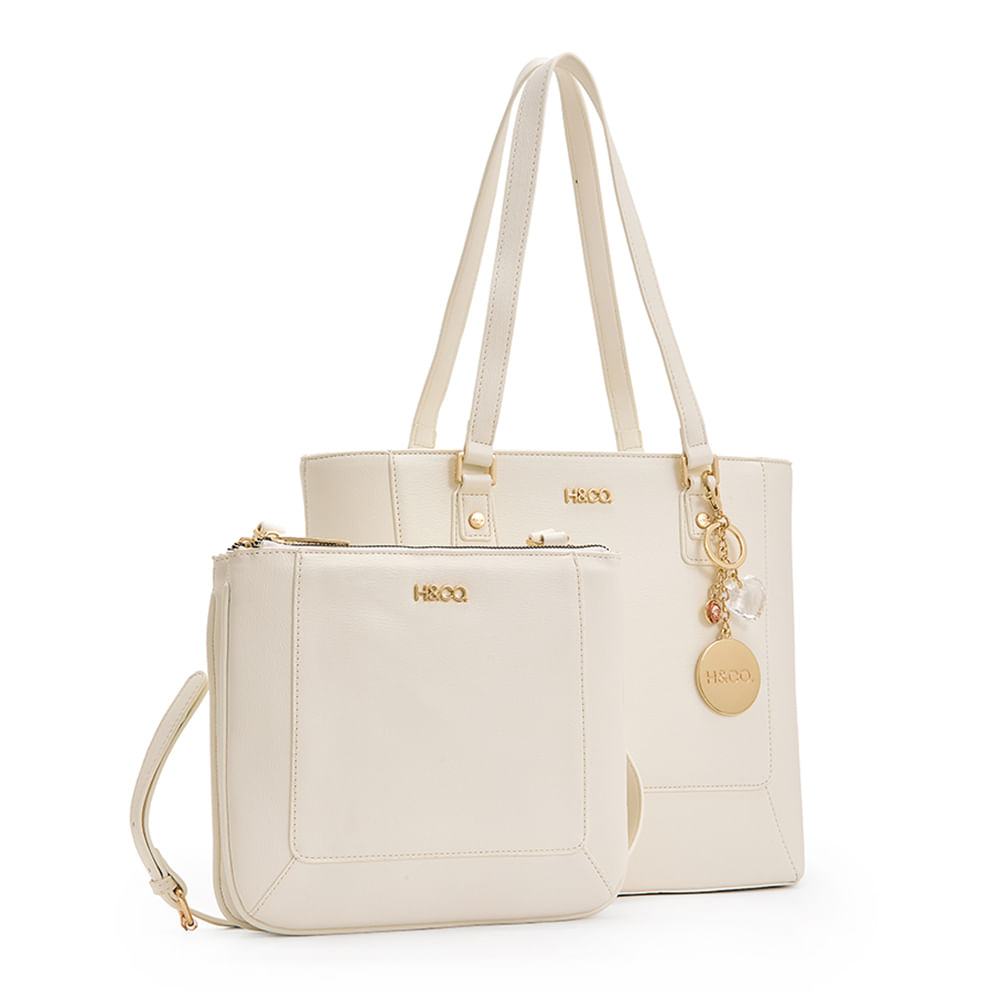 Dúo de carteras tote/crossbody H&Co color blanco para mujer - Siman ...