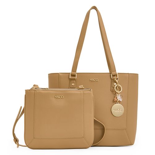 Dúo de carteras tote/crossbody H&Co color café para mujer
