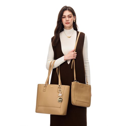 Dúo de carteras tote/crossbody H&Co color café para mujer