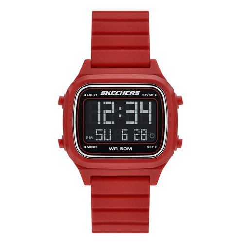 Reloj Skechers digital con correa de silicón roja para hombre