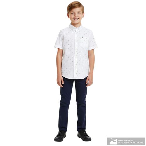 Camisa blanca con estampado de microdiseño para niño