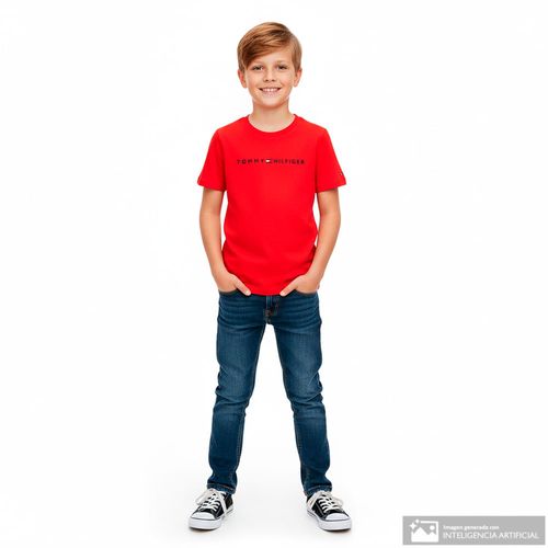Camiseta roja con estampado de logo para niño