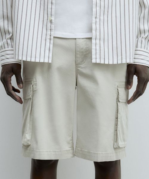 Short cargo Sfera ivory sólido para hombre