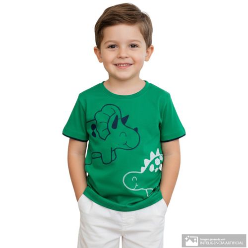Camiseta verde con estampado para niño