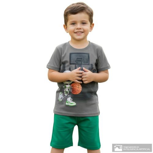 Camiseta gris estampada para niño