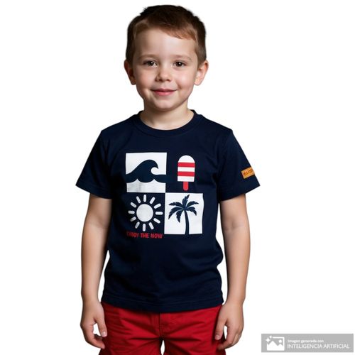 Camiseta azul estampada para niño