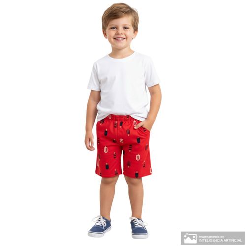 Short rojo con estampado para niño