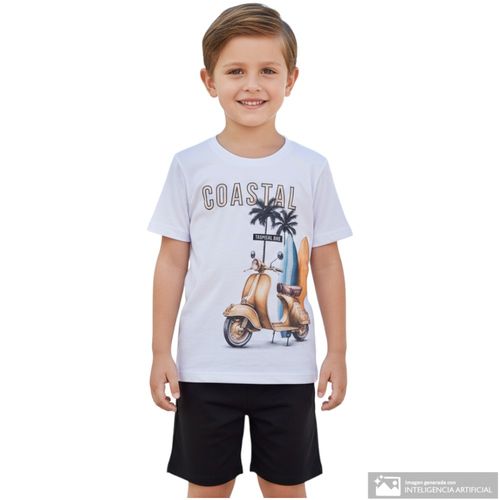 Camiseta blanca estampada para niño