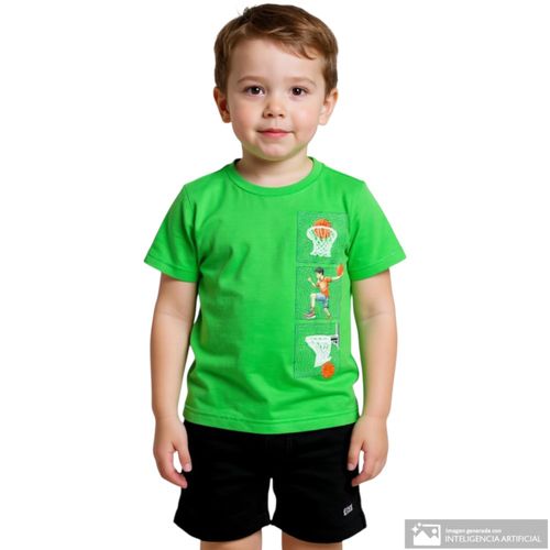 Camiseta verde estampada para niño